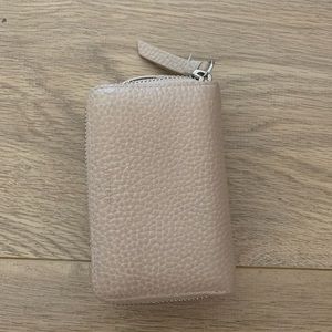 Allsaints Nantes leather card holder/wallet in blush